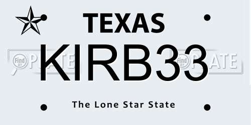 KIRB33 Texas License Plate