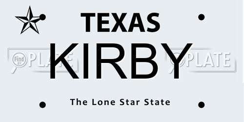 KIRBY Texas License Plate