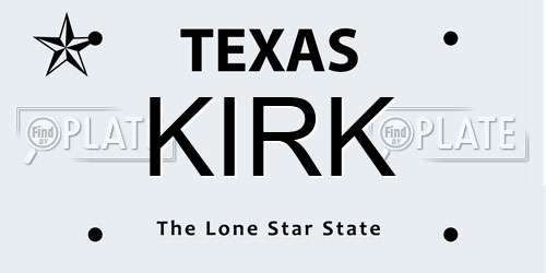 KIRK Texas License Plate