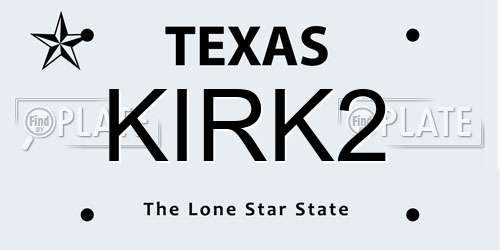 KIRK2 Texas License Plate
