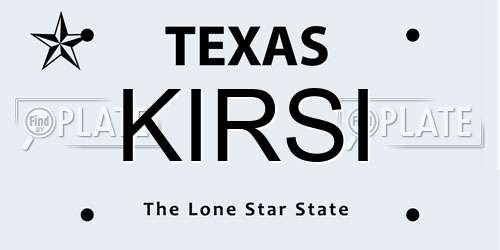 KIRSI Texas License Plate