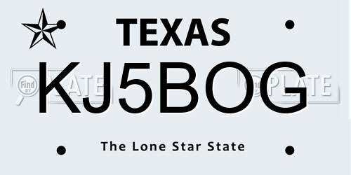 KJ5BOG Texas License Plate