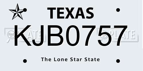 KJB0757 Texas License Plate