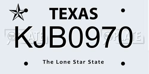 KJB0970 Texas License Plate