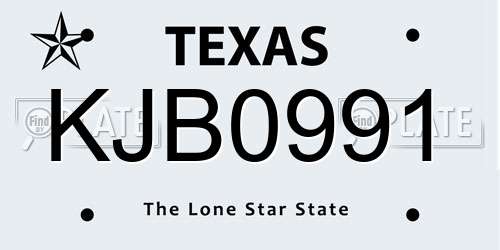 KJB0991 Texas License Plate