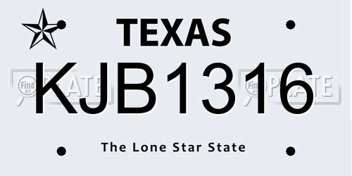KJB1316 Texas License Plate