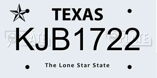 KJB1722 Texas License Plate