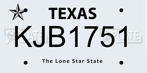 KJB1751 Texas License Plate