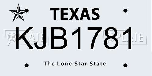 KJB1781 Texas License Plate