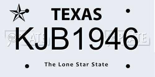KJB1946 Texas License Plate