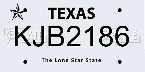 KJB2186 Texas License Plate