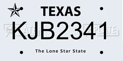 KJB2341 Texas License Plate