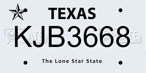 KJB3668 Texas License Plate