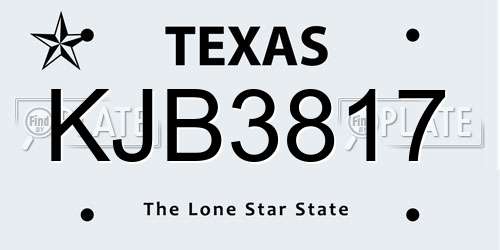 KJB3817 Texas License Plate