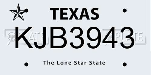 KJB3943 Texas License Plate