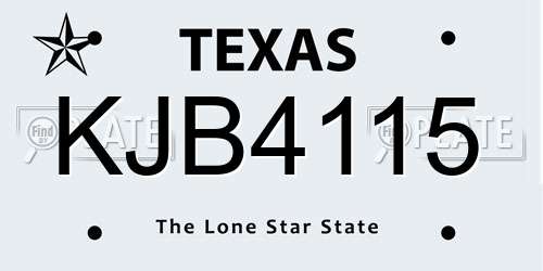 KJB4115 Texas License Plate