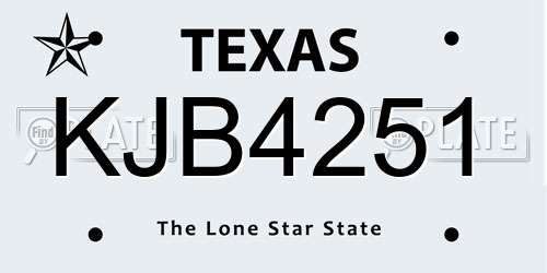 KJB4251 Texas License Plate