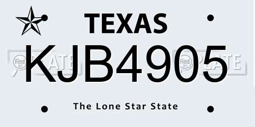 KJB4905 Texas License Plate