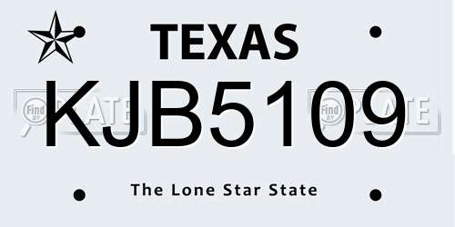KJB5109 Texas License Plate