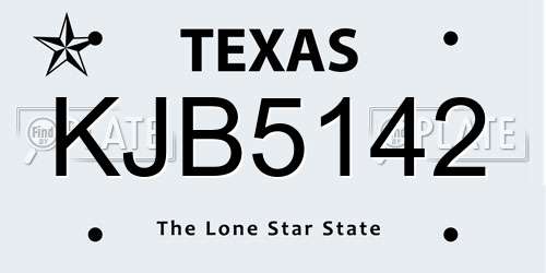 KJB5142 Texas License Plate