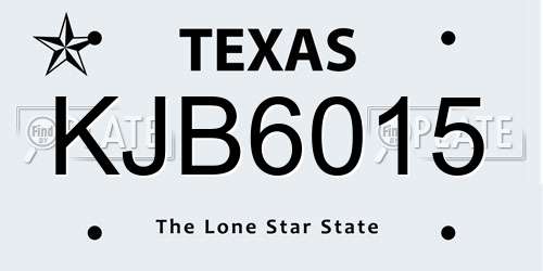 KJB6015 Texas License Plate