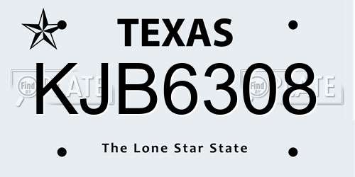 KJB6308 Texas License Plate