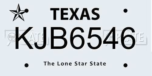 KJB6546 Texas License Plate