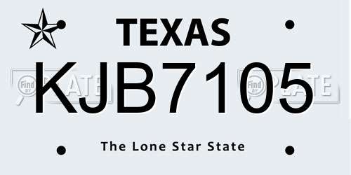 KJB7105 Texas License Plate