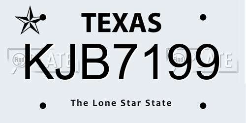 KJB7199 Texas License Plate