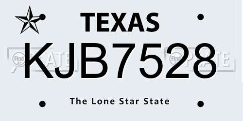 KJB7528 Texas License Plate