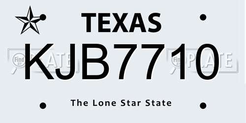 KJB7710 Texas License Plate