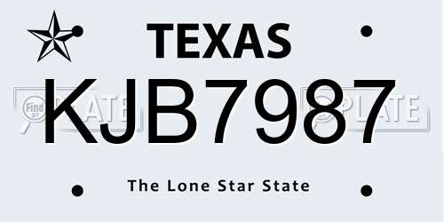 KJB7987 Texas License Plate