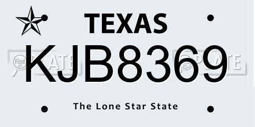 KJB8369 Texas License Plate