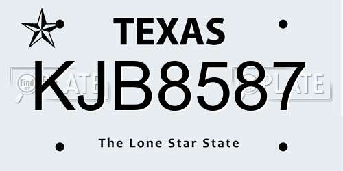 KJB8587 Texas License Plate
