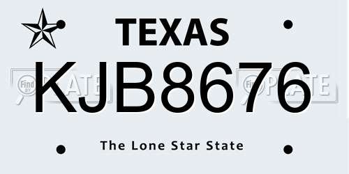 KJB8676 Texas License Plate