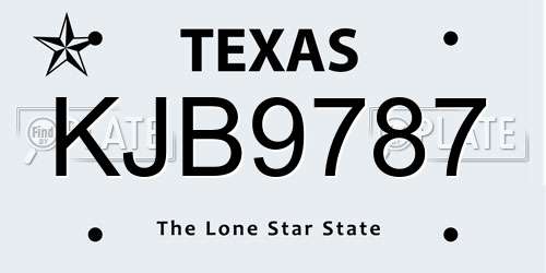 KJB9787 Texas License Plate