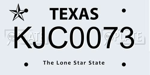 KJC0073 Texas License Plate