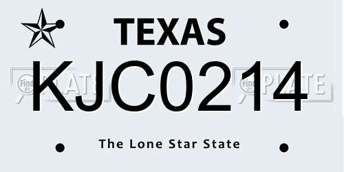 KJC0214 Texas License Plate