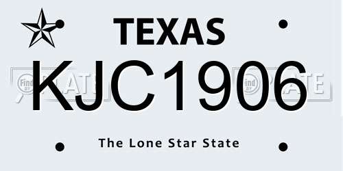 KJC1906 Texas License Plate