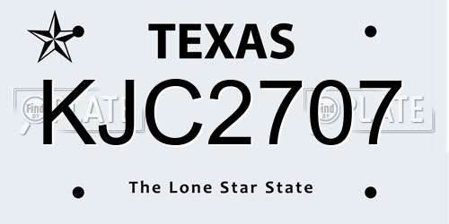 KJC2707 Texas License Plate