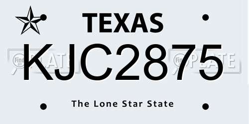 KJC2875 Texas License Plate