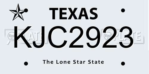 KJC2923 Texas License Plate