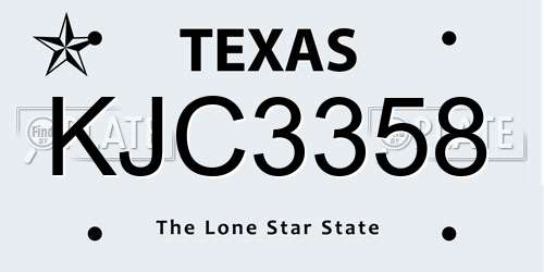 KJC3358 Texas License Plate