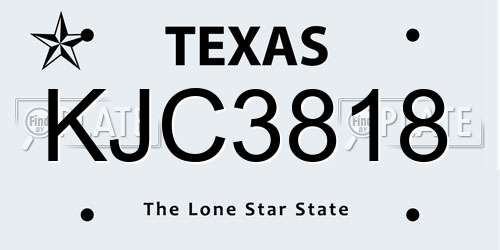 KJC3818 Texas License Plate