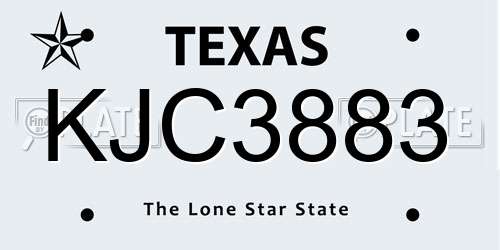KJC3883 Texas License Plate