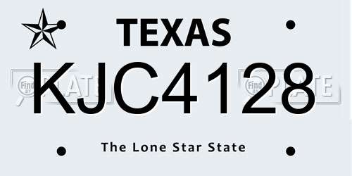 KJC4128 Texas License Plate