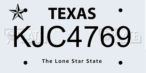 KJC4769 Texas License Plate