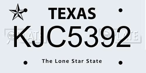 KJC5392 Texas License Plate