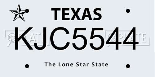 KJC5544 Texas License Plate