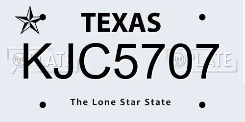 KJC5707 Texas License Plate